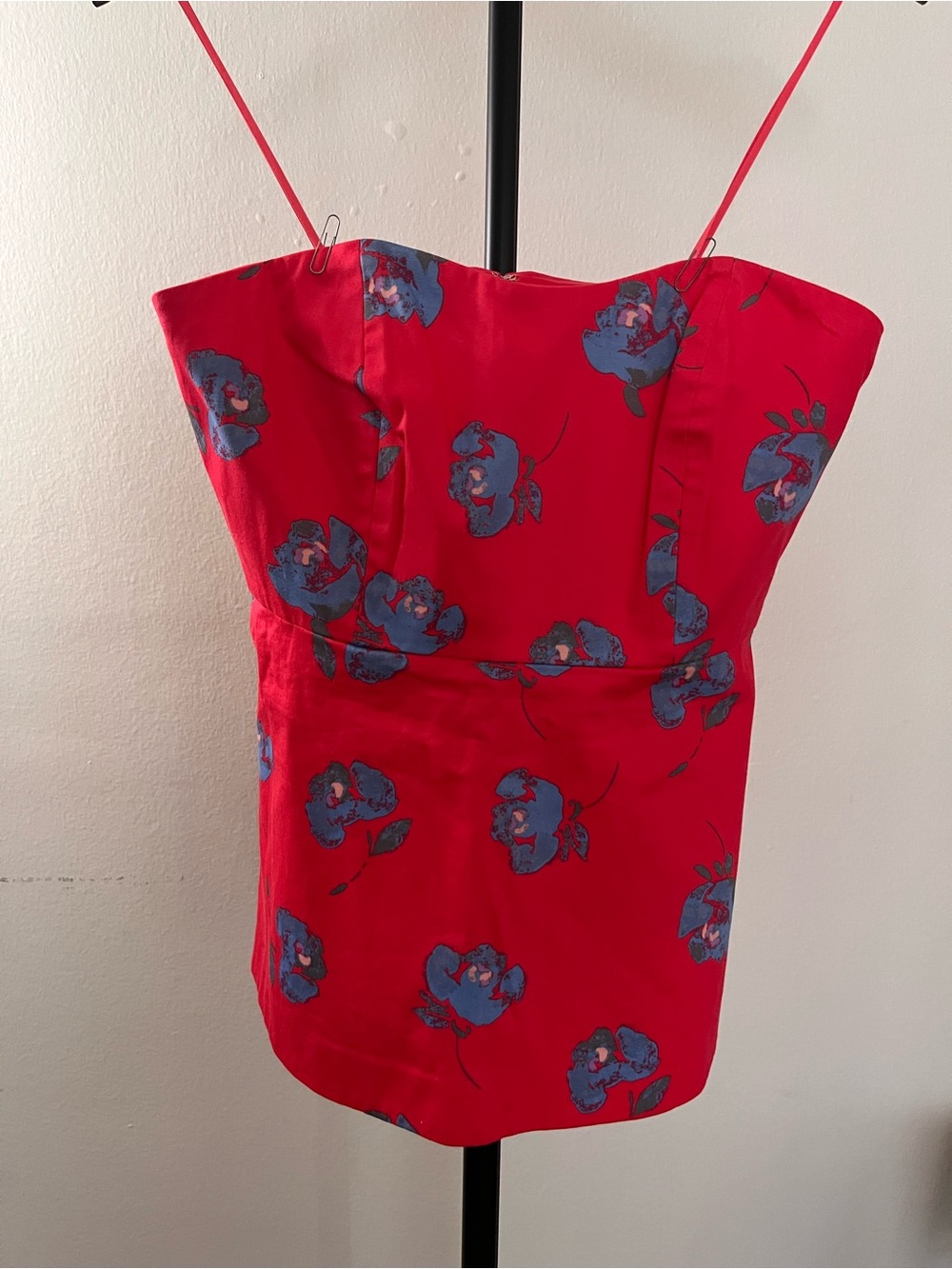 Red Floral Bustier Top